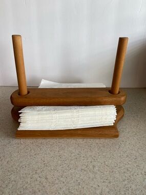 Vintage Oak Napkin Holder Wood Kitchen Caddy Farmhouse Decor